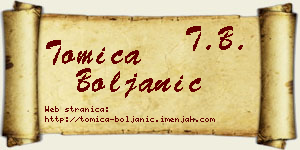 Tomica Boljanić vizit kartica